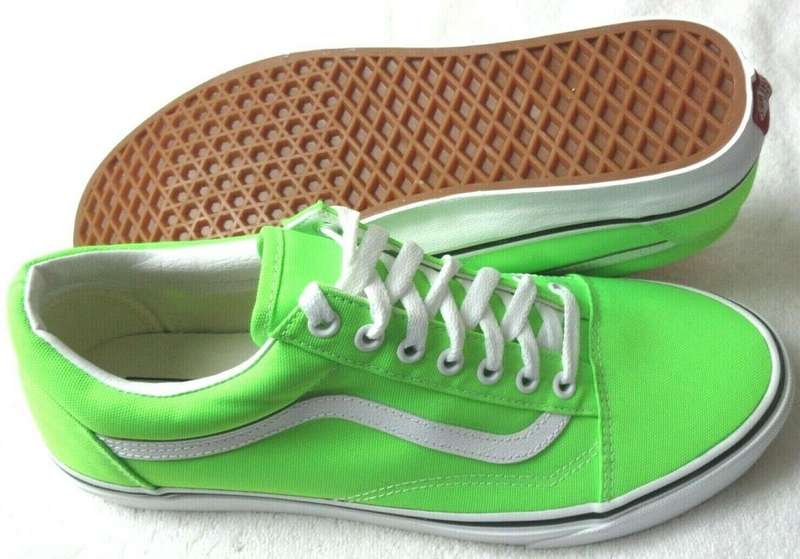 Vans Old Skool Neon Green Gecko True White - UK 10
