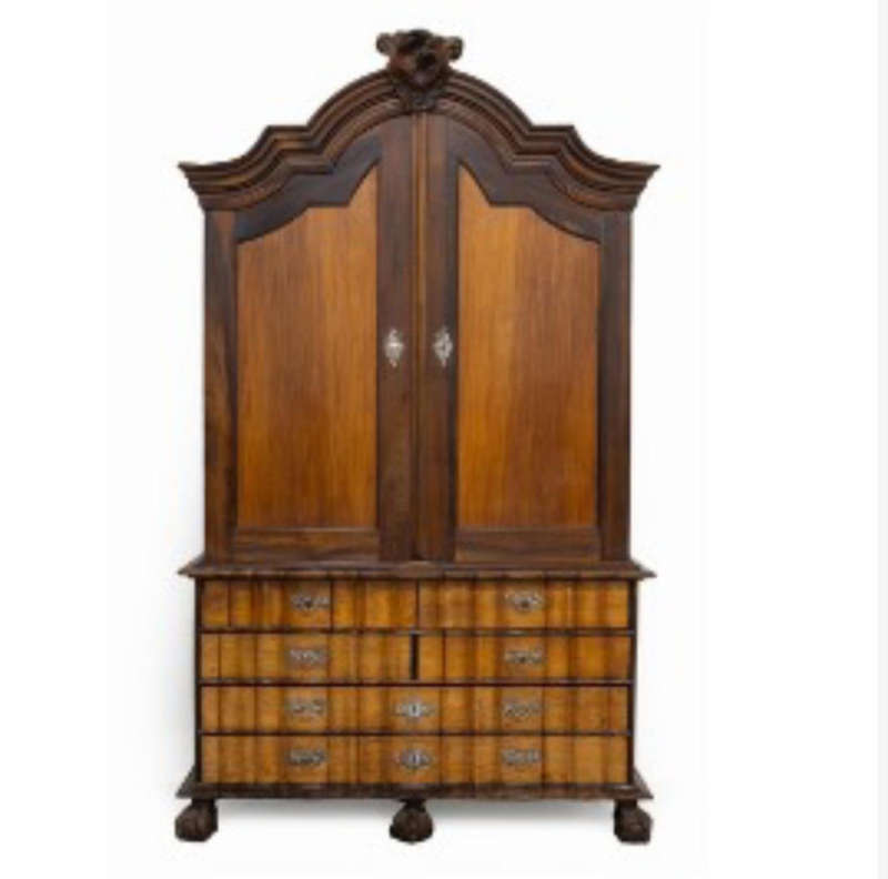 Armoire - Cape Stinkwood and Beefwood Armoire with silver mouldings
