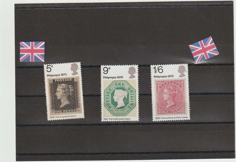 Great Britain 1970 Philympia 70 Stamp Exhibition SG 835-837 Complete Set LMM