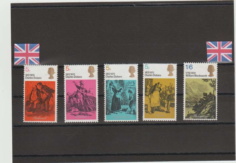 GREAT BRITAIN 1970 Literary Anniversaries (1st Series) Sg 824-828 Complete set LMM