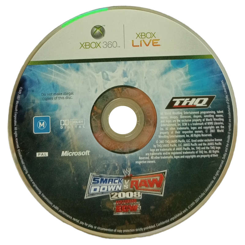 Smackdown VS Raw 2008 Xbox 360- CD Only