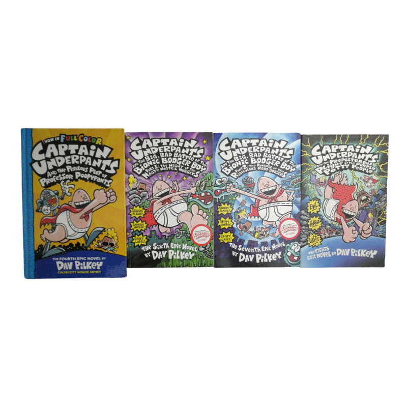 4 Captain Underpants Book Set by Dav Pilkey