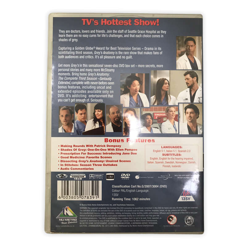 Grey`s Anatomy Season 3 DvD Box Set