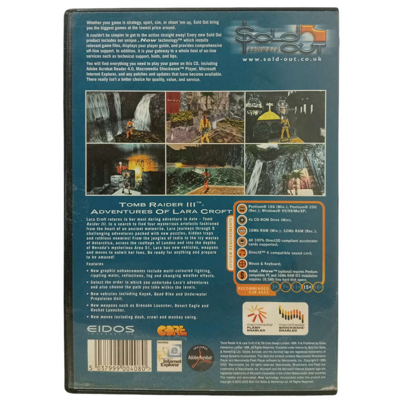 Tomb Raider III - Adventures Of Lara Croft PC (CD)