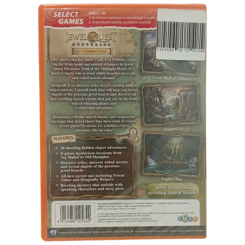 Jewel Quest Mysteries - Trail of the Midnight Heart PC (CD) [Factory sealed]