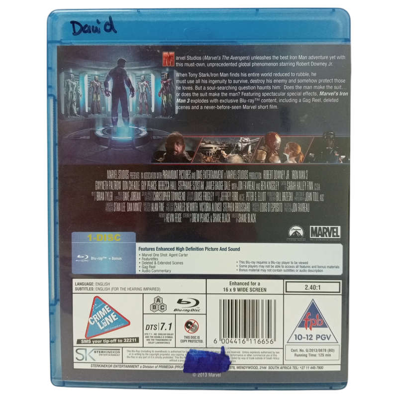 Iron Man 3 Blu-Ray