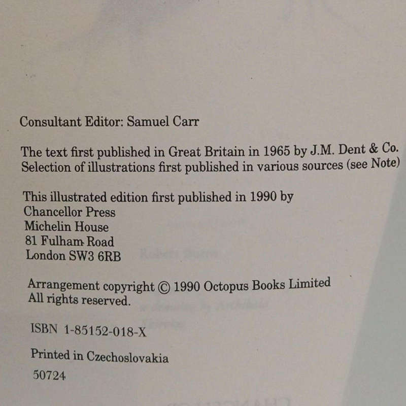 1990 The Complete Illustrated Poems, Songs & Ballads of Robert Burns by Samuel Carr Hardcover w/Dust
