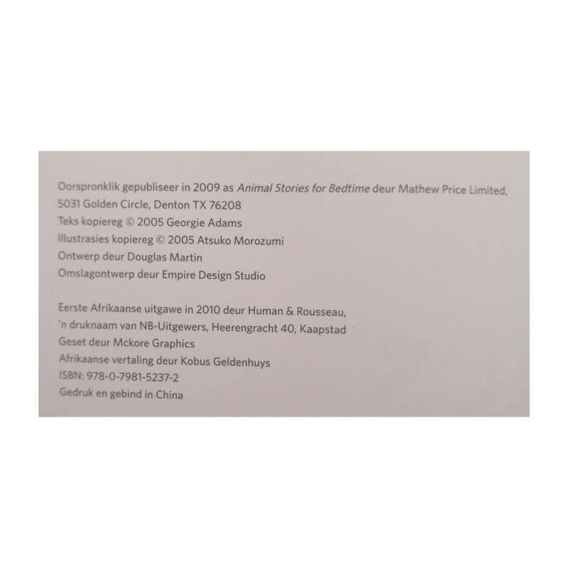2010 Dierestories Vir Slaaptyd by Georgie Adams and Atsuko Morozumi and Kleinste Klein Karnallies by
