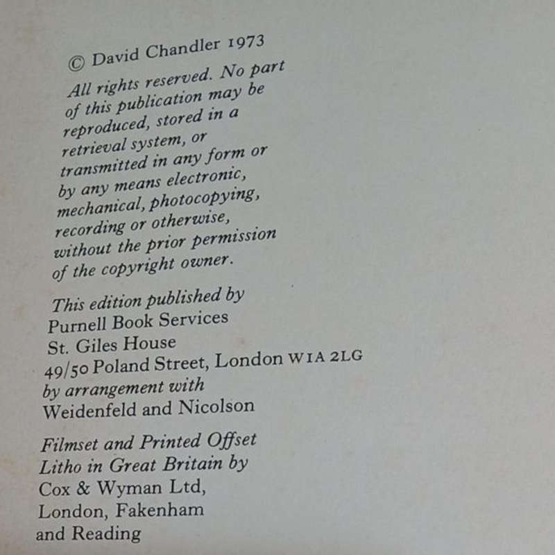 1973 Napoleon by David Chandler Hardcover w/Dustjacket