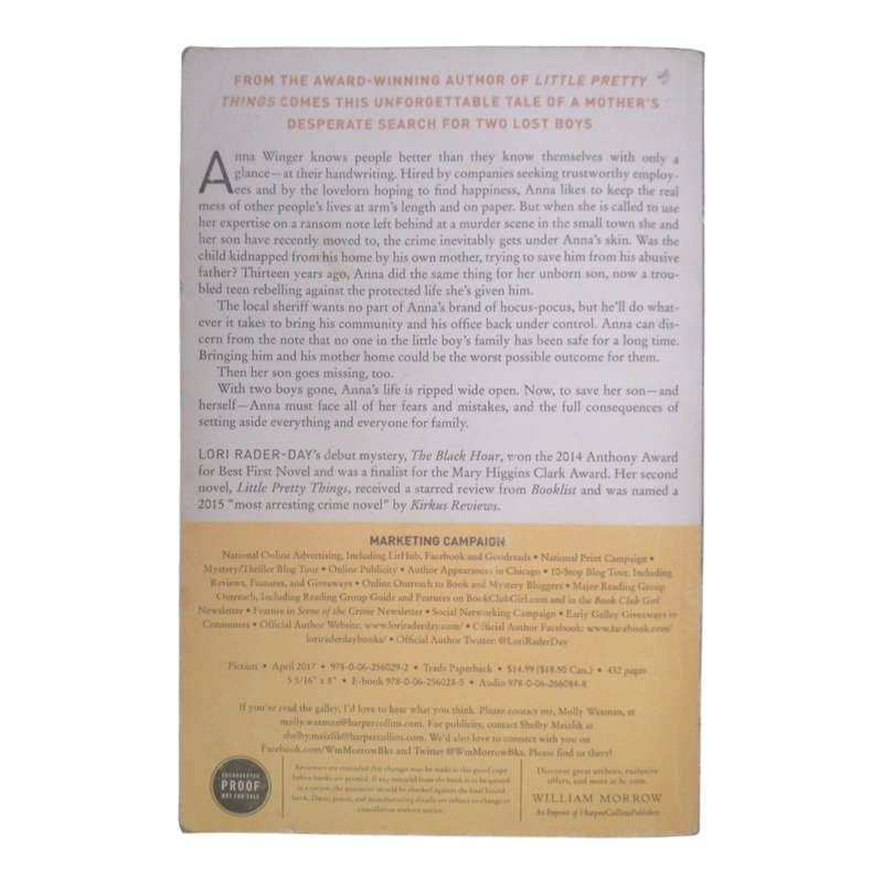 2017 The Day I Died by Lori Rader-Day Uncorrected Proof Copy First Edition Softcover