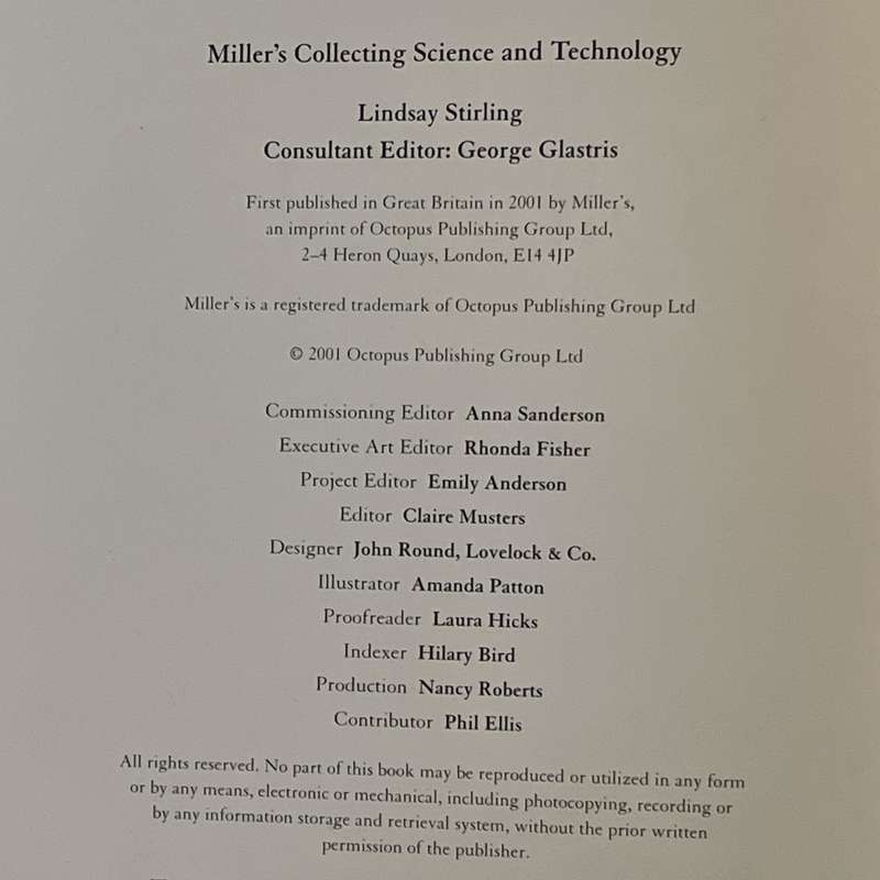 2001 Miller's Collecting Science and Technology Hardcover w/Dustjacket