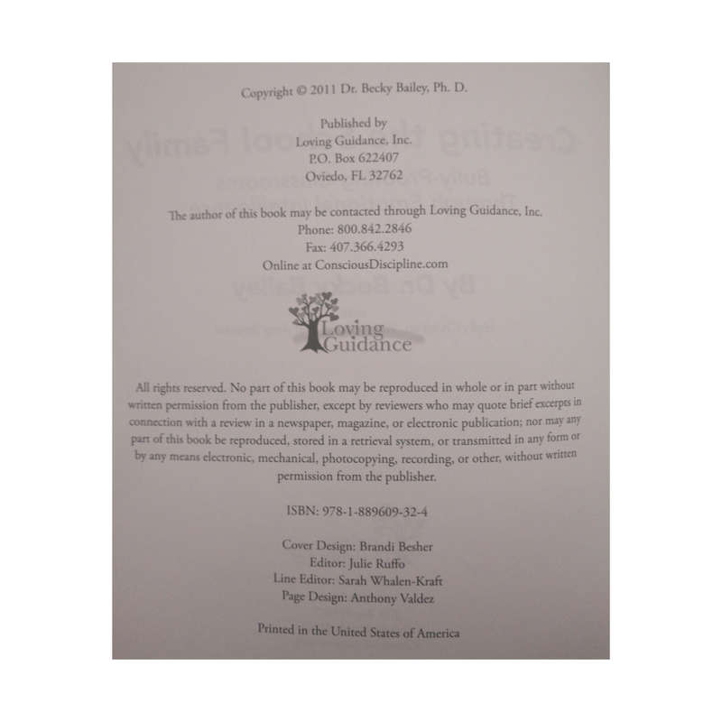 2011 Creating The School Family by Dr. Becky Bailey Softcover