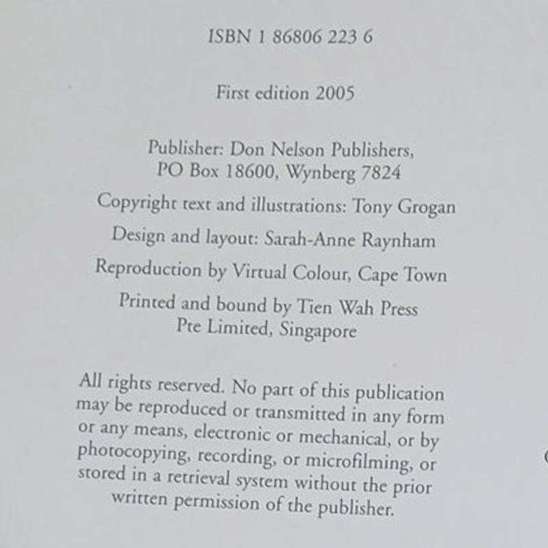 2005 Tony Grogan's Eastern Cape By Tony Grogan Hardcover w/Dustjacket