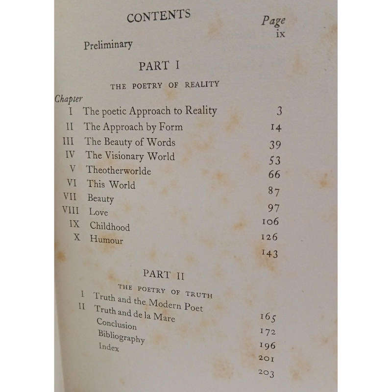 1949 Walter de la Mare, A Study of His Poetry by Henry Charles Duffin Hardcover w/Dustjacket
