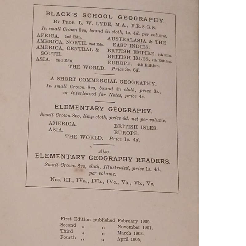 1905 A Geography of The British Empire By Lionel W. Lyde Hardcover w/o Dustjacket