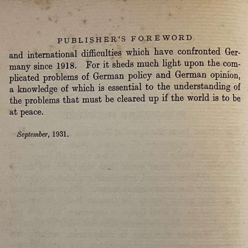 1931 Hindenburg - Peace, War, Aftermath by Gerhard Schultze-Pfaelzer Hardcover w/o Dustjacket