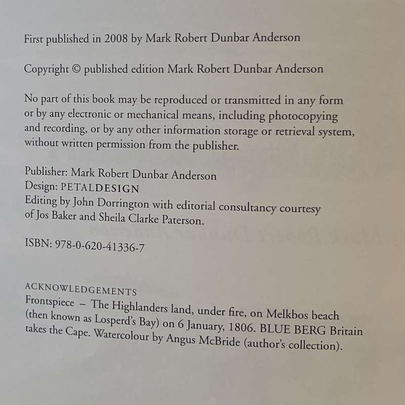 2008 Blue Berg - Britain Takes The Cape by Mark Robert Dunbar Anderson Hardcover w/o Dustjacket