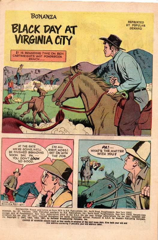 1968 Bonanza Issue 27 VG Softcover