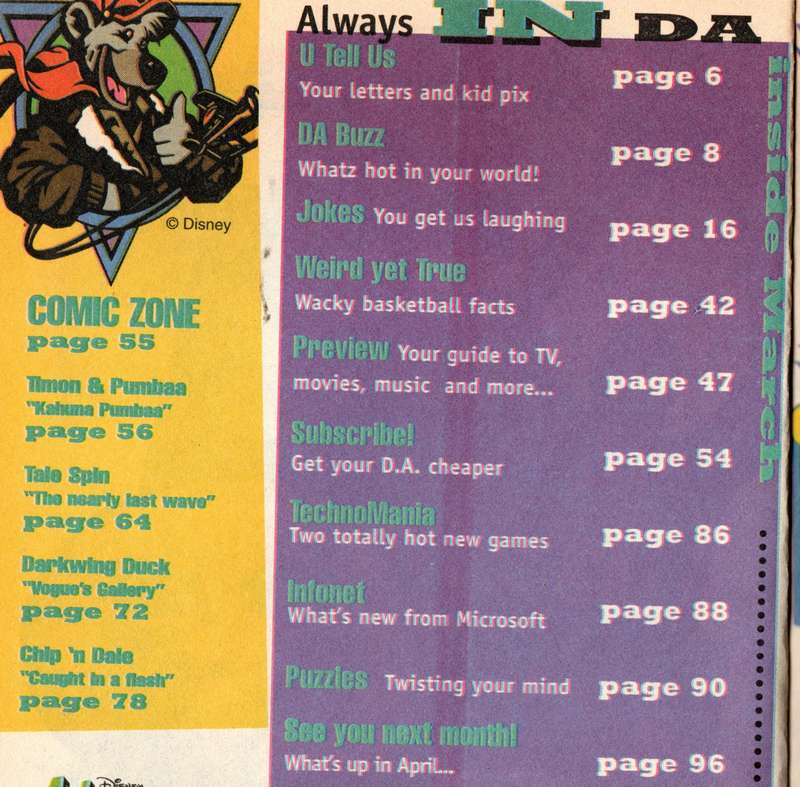 1996 Disney Adventures March 1996 Softcover