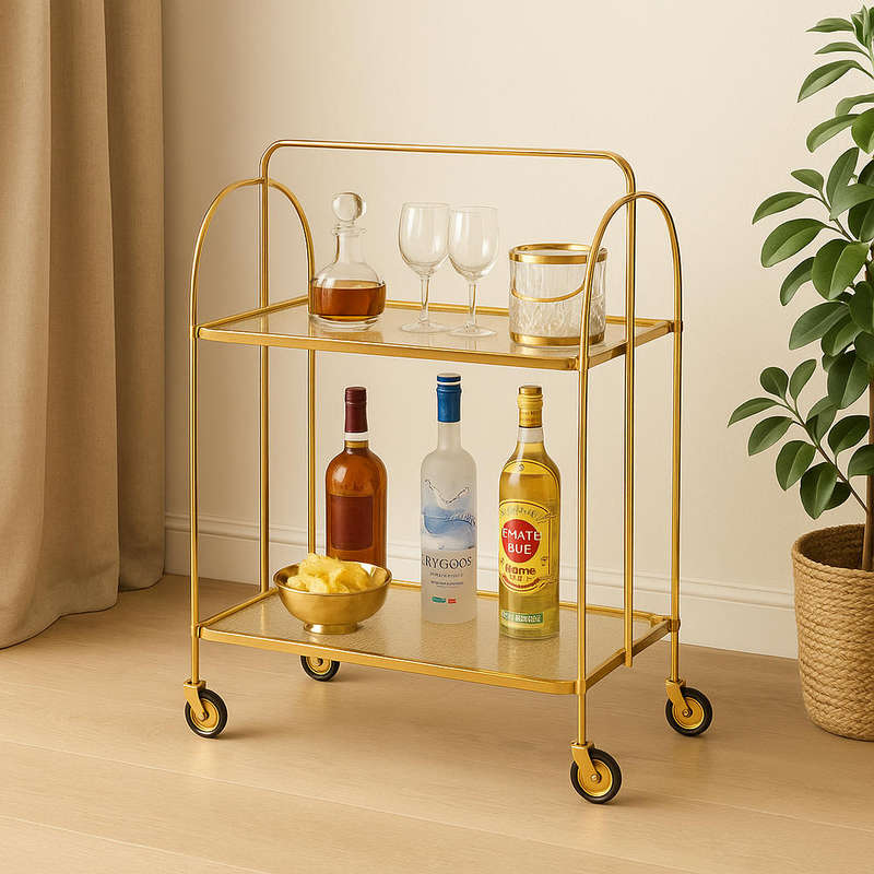 Luxe Gold Foldable Drinks Trolley