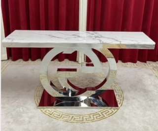 GG Marble Top Console Table (Silver)