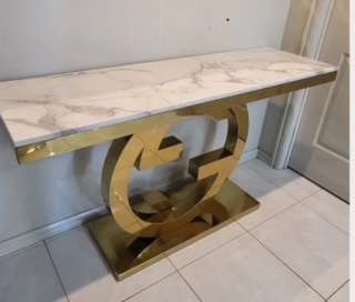 GG Marble Top Console Table (Gold)