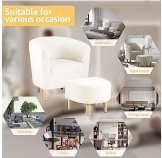 Sherpa Accent Chair and Ottoman