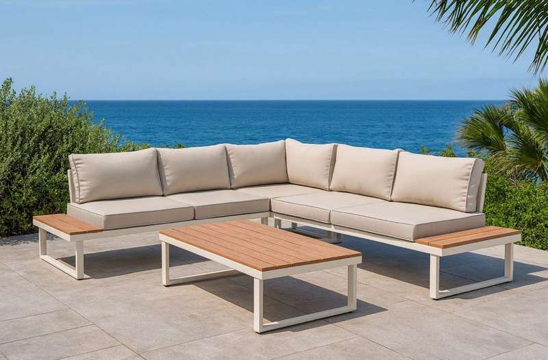 Casa Modern Outdoor Corner Patio Lounge Set White