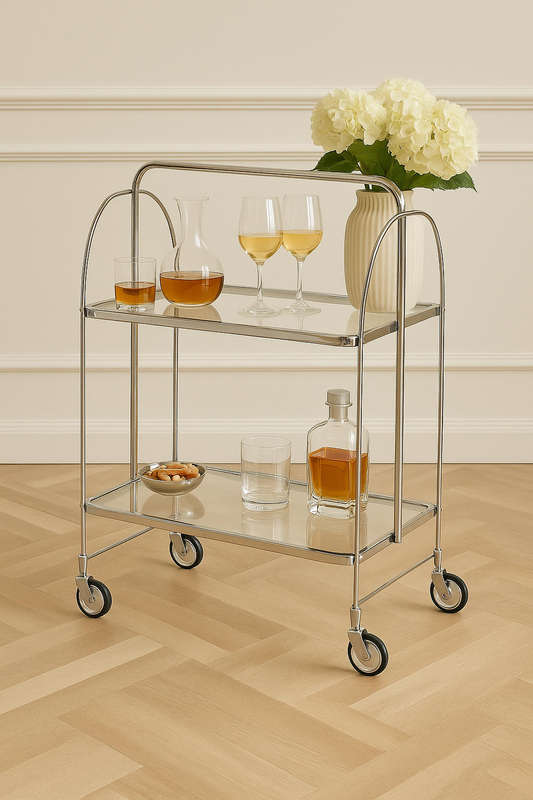 Luxe Chrome Foldable Drinks Trolley