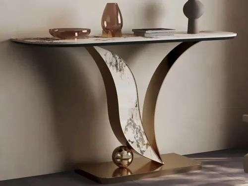 Fortuna Marble top Console Table Rose Gold