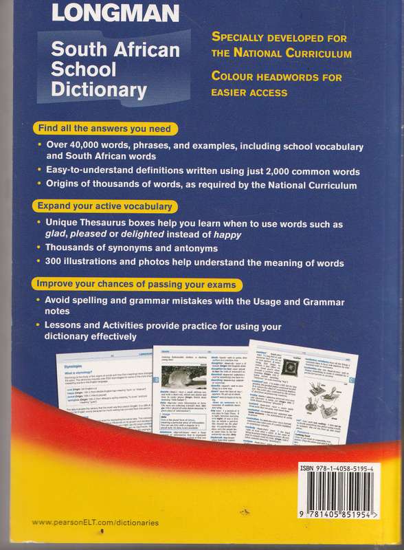 LONGMAN SOUTH AFRICAN SCHOOL DICTIONARY: FOR SUCCESS AT SCHOOL