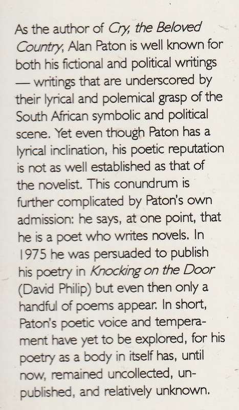ALAN PATON: COLLECTED POEMS: SONGS OF AFRICA