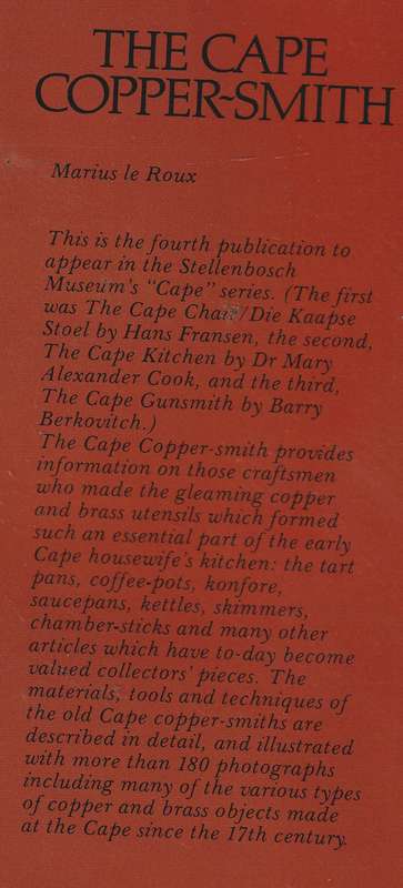 THE CAPE COPPER-SMITH by Marius le Roux