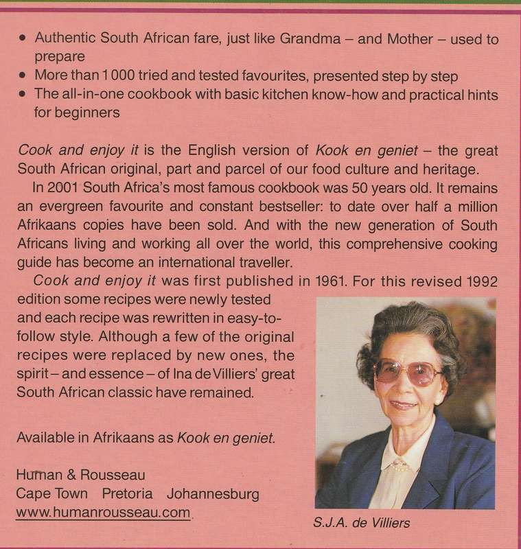 COOK AND ENJOY IT by S J A deVilliers