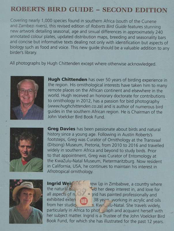 ROBERTS BIRD GUIDE (2ND EDITION) - Hugh Chittenden, Greg Davies & Ingrid Weiersbye