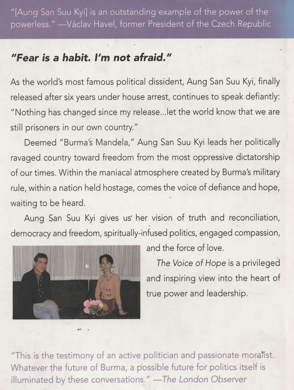 THE VOICE OF HOPE: AUNG SAN SUU KYI - Conversations with Alan Clements