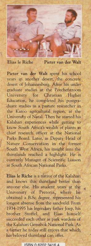 THE KALAHARI AND ITS PLANTS by Pieter van der Walt & Elias le Riche