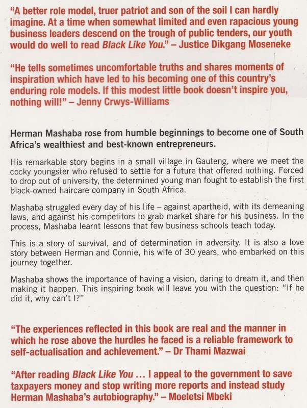 BLACK LIKE YOU (An autobiography) by Herman Mashaba & Isabella Morris