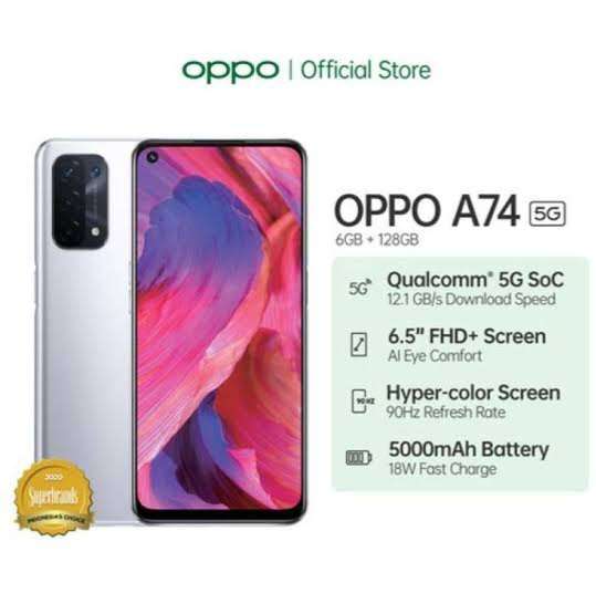 SMARTPHONE OPPO A74 5G || 128G/6G, 48MP TRIPLE CAM,FINGERPRINT BARGAIN