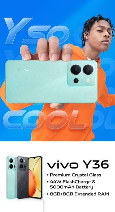 Like new Vivo Y36 smartphone 2024 model, 16GB/128GB, 50MP camera, Snapdragon chip