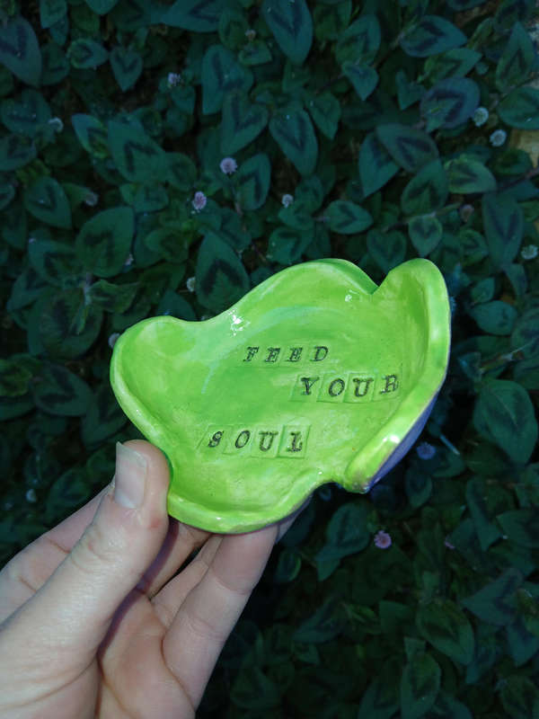Handmade Ceramic trinket bowl (Feed your Soul)