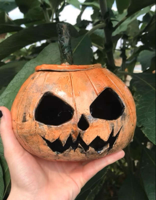 Handmade Ceramic Pumpkin candle holder