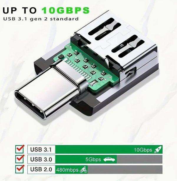 USB C Male To USB 3.0 Female Adapters - Silver