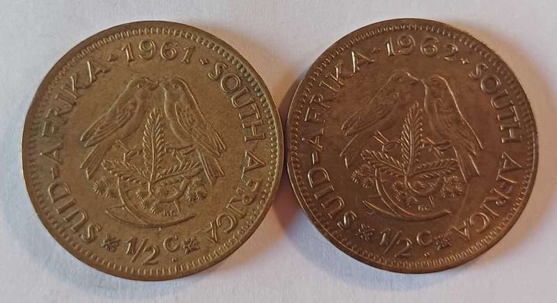 1961 & 1962 SA ½ Cents (2 Coins)