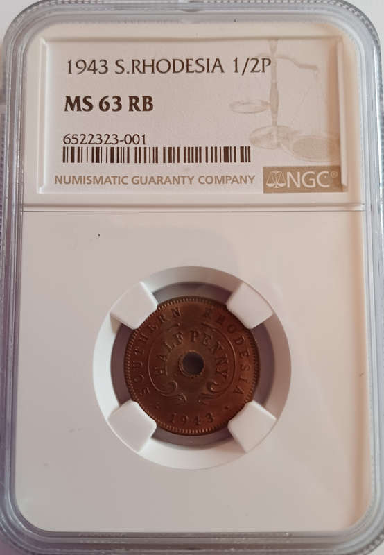 1943 Southern Rhodesia Half Penny