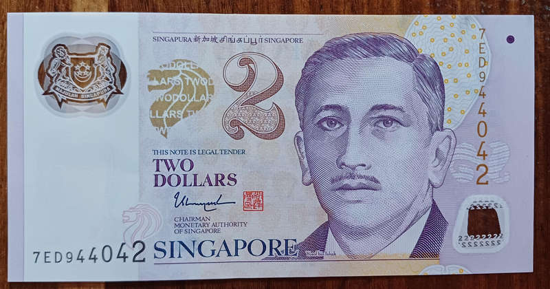 Singapore Bank Note 2 Dollars
