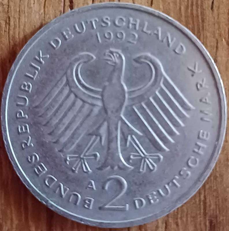 1992 Germany 2 Deutshe Mark (German Eagle)