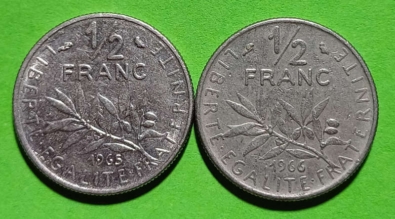 1965 & 1966 France ½ Franc