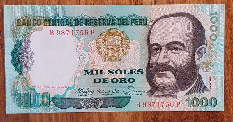 Peru Bank Note - 1000 Soles de Oro
