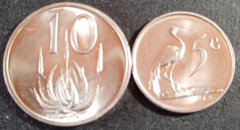 1974 SA 10 cent & 5 Cent (UNC)